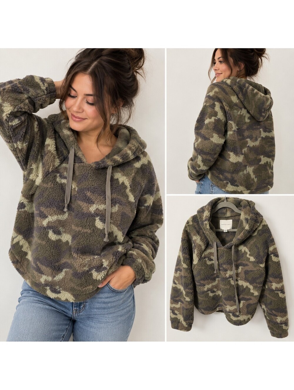 American Eagle camo sherpa hoodie